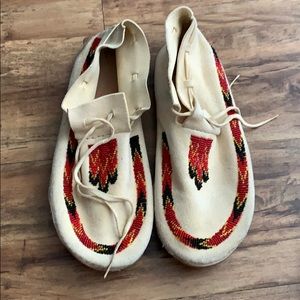 Handmade deerskin moccasins with beading